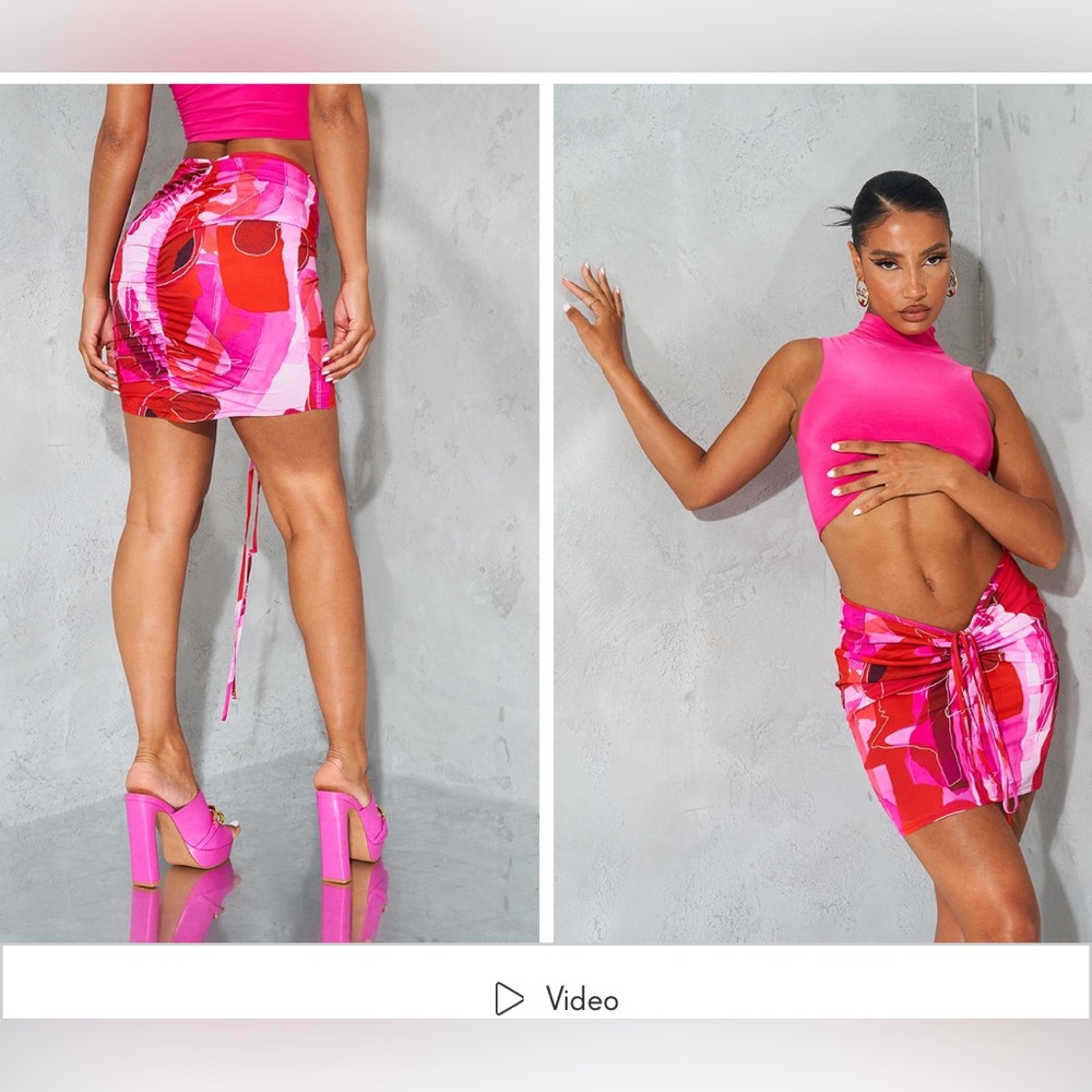 PrettyLittleThing ruched bum Mini skirt NWT size 2